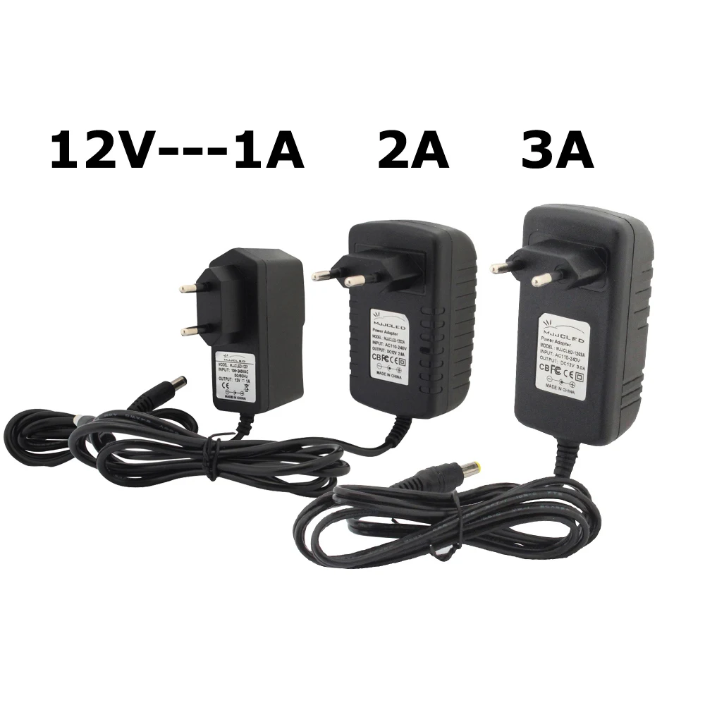 Adaptador de fuente de alimentación de 12 voltios, transformador de iluminación de 12 V, 2A, 3A, 1A, 220V, 12 V, CA, CC, Controlador LED de plástico