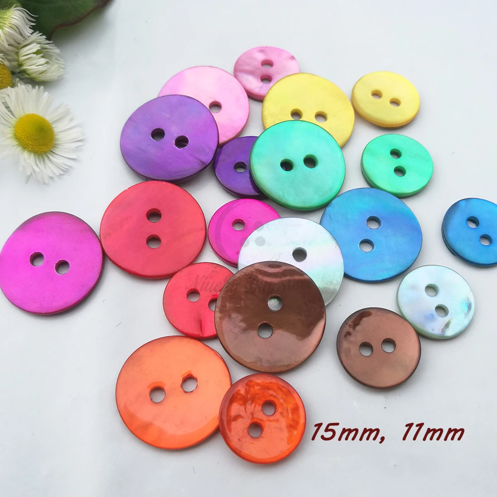 60 pcs 11 millimetri/15 millimetri di Alta qualitร colorful Akoya bottoni di madreperla naturale madre di perla reale shell cucire pulsanti forniture