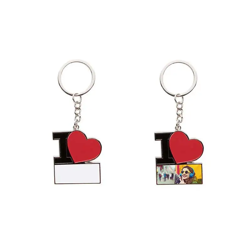 sublimation blank keychains I love key ring with red heart hot transfer printing blank diy consumables 20pieces/lot