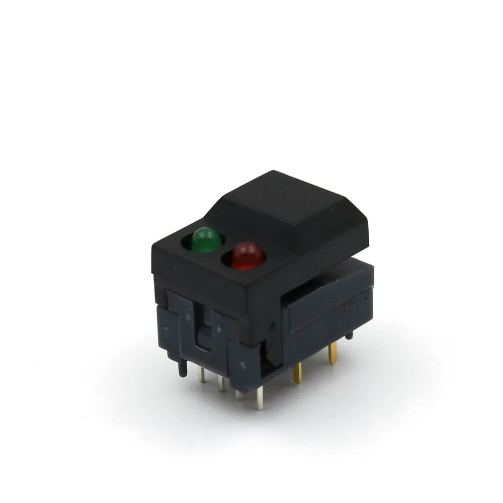 10Pcs PB86-A2 Red and Green LED 8Pin Momentary PCB Mount SPDT Square Push Button Tact Switch