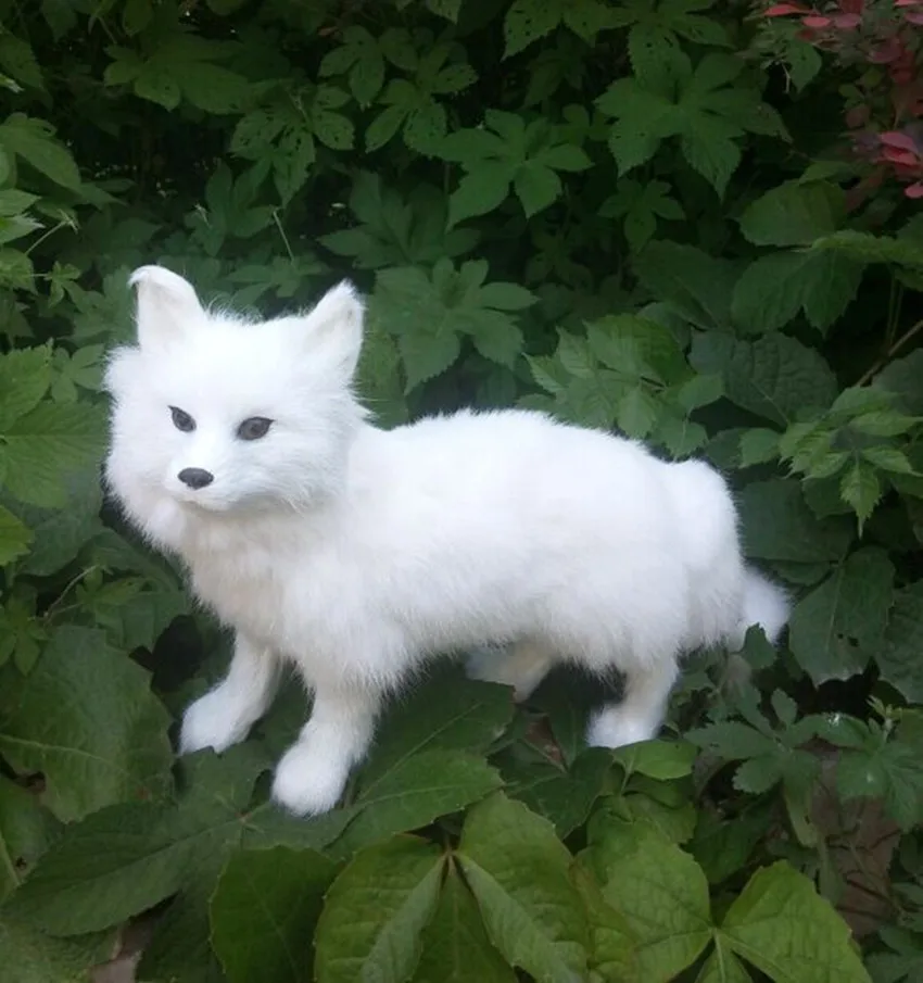 new Simulation white fox toy polyethylene&furswhite standing fox model gift about 35x22cm y0299