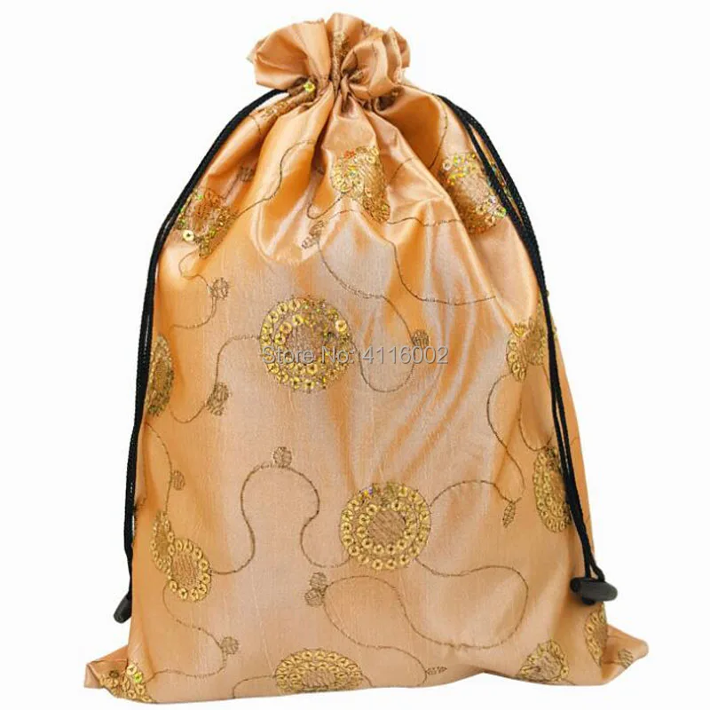 50pcs Fashion Sequin Drawstring Shoe Bags for Travel Storage Protective Case Dust Bags Satin Fabric Bra Underwear Pouch