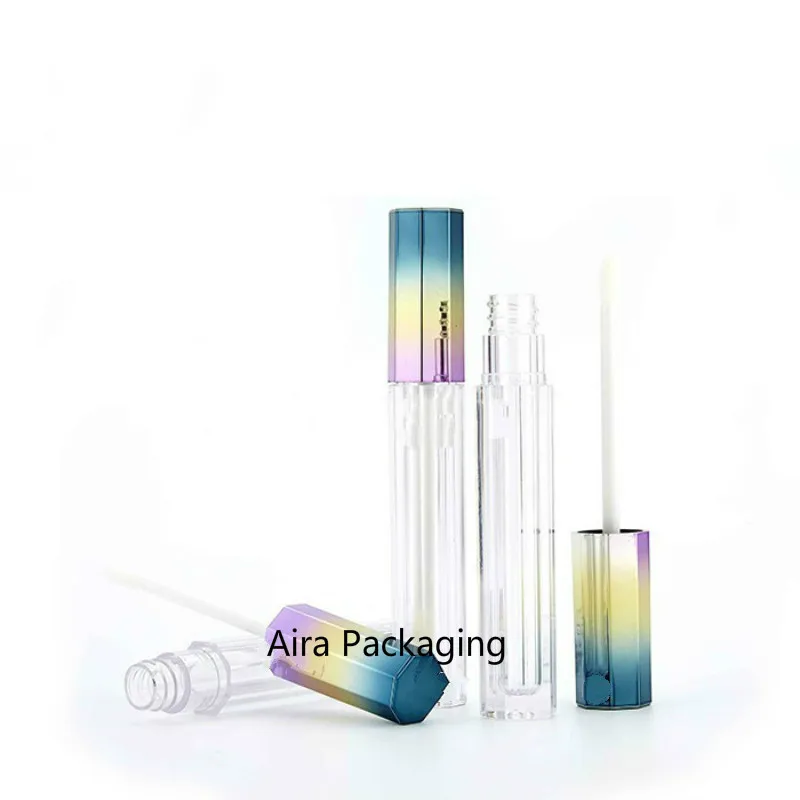 30pcs  Empty Octagonal 3 Color Gradient Lip Gloss Tube  Lipgloss Tube DIY Gradient Lipstick Container Free Shipping