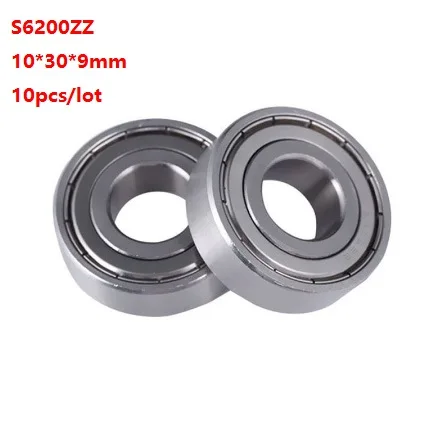 

10pcs/lot S6200ZZ S6200 ZZ ABEC-5 10x30x9mm stainless steel ball bearings Deep Groove Ball bearing 10*30*9mm 6200 6200ZZ