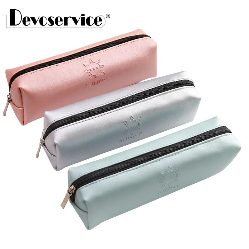 

Fashion New Sunny PU Pencil Case Quality School Supplies Stationery Gift Pencilcase School Cute Pencil Box Pen Bag School Tools