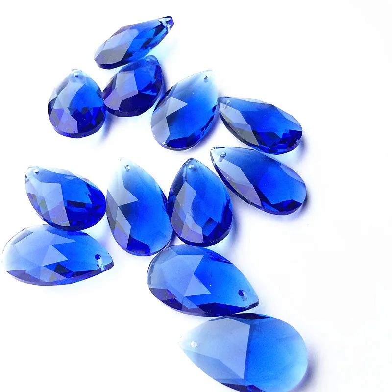 

Free Rings Blue 38*22mm (50pcs) K9 Crystal Glass Chandelier Pendants For Hanging Wedding Party Decoration Suncathers.