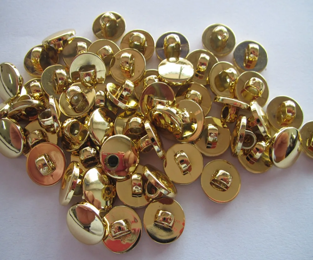 Livraison gratuite 11.5mm bouton à tige blouse bouton en plastique plaqué or bouton de mode couleur or 100 pièces