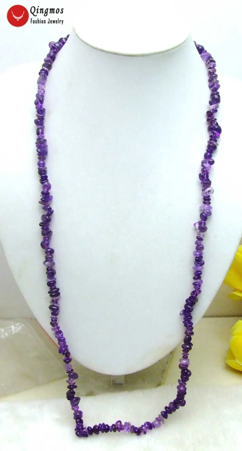 Qingmos Natural Amethyst Necklace for Women with 7-8mm Purple Baroque Stone 32