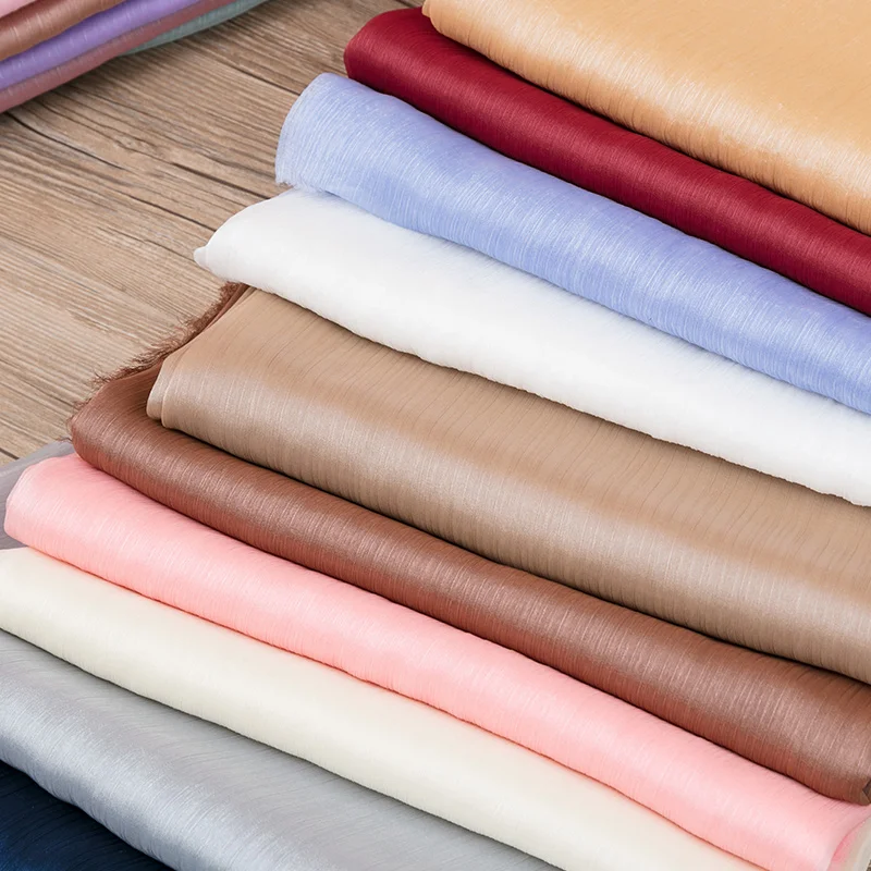 Nude Pink Soft Crepe Nylon Organza Shiny Fabric By The Yards Bridal Dress Sewing Material Wedding Decoration 90*150CM TJ0316
