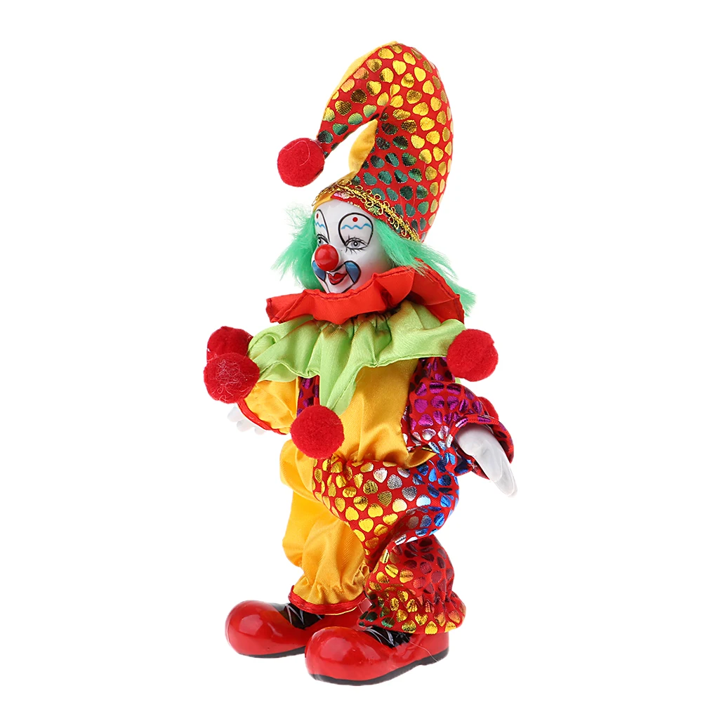 Vintage Clown Doll Standing Doll Colorful Children Christmas Gift Home Decor Funny Clown Halloween Decoration for Kids Display