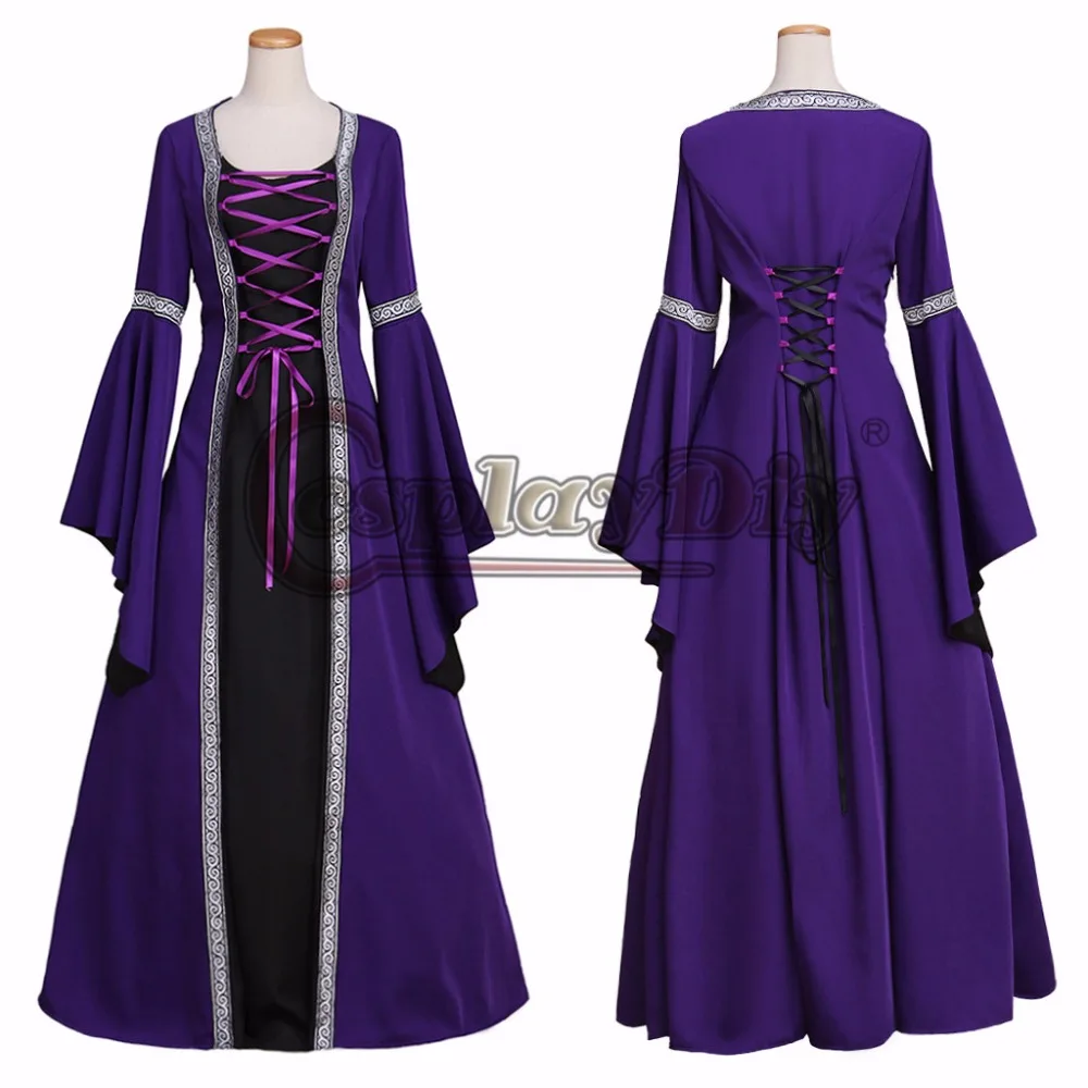 Trưởng Thành Của Áo Cosplay Vintage Thời Trung Cổ Nữ Tím Tự Làm Áo Cosplay Cho Halloween Carnival Đảng