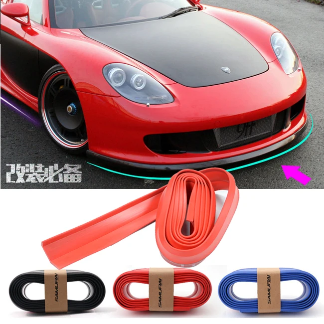 Universal Car 2.5meter Rubber Front Bumper Edge STRIP CHIN Protection Side Skirts Spoiler Lip