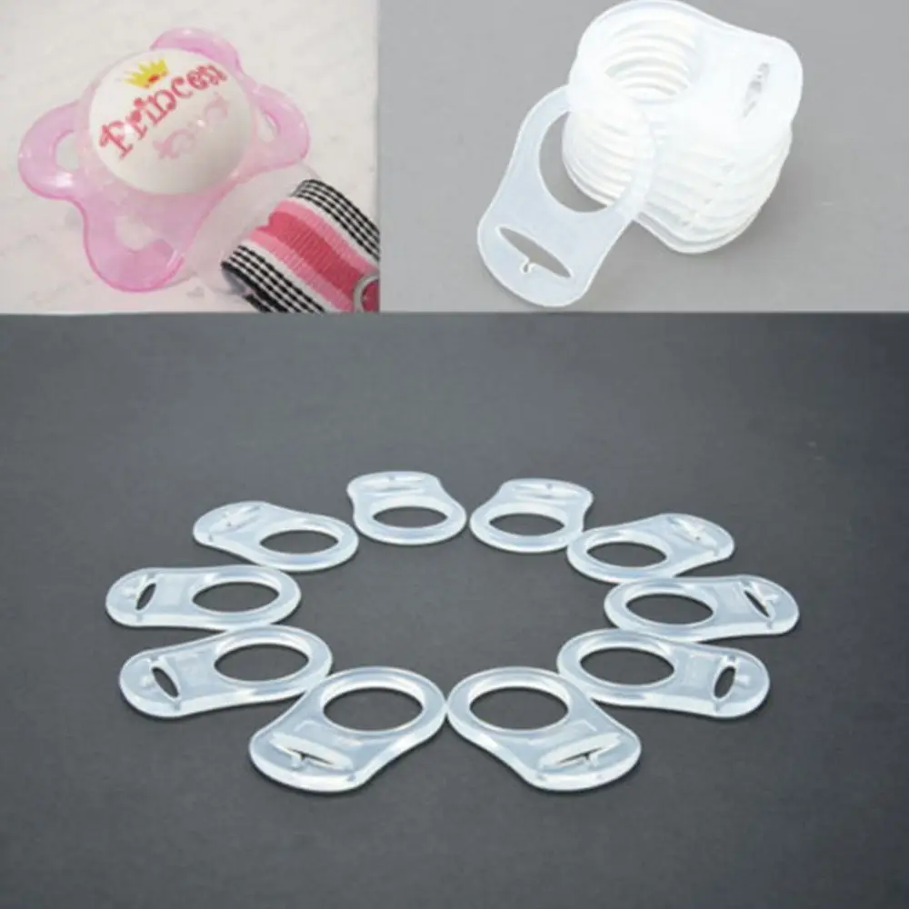 10pcs/set Baby Dummy Pacifier Holder Clip Clear Silicone Button Baby Mam Ring Dummy Pacifier Holder Clip Adapter Baby accessorie