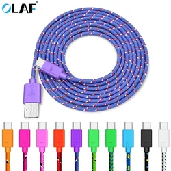 OLAF USB Type C Cable 1M 2M 3M Data Sync Nylon Braided Type-c Fast Charging USB C Cable For Samsung S10 S9 Xiaomi mi9 mi8 Huawei