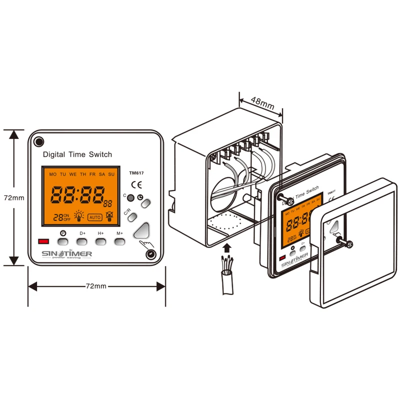 TM617 220V 230V 110V AC Electronic Digital 7 Day Weekly Electronic Programmable Timer Switch Time Relay Clock Control Blacklight