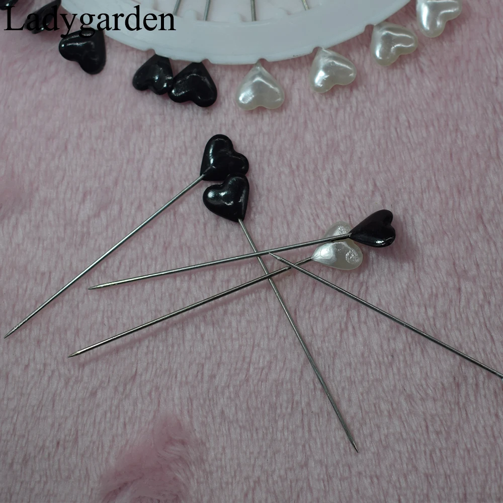 30pcs/set New Heart Round Pearl Headed Pins Quilting Pins Localization Needle Weddings Corsage Dressmaking Sewing Fixed Needle