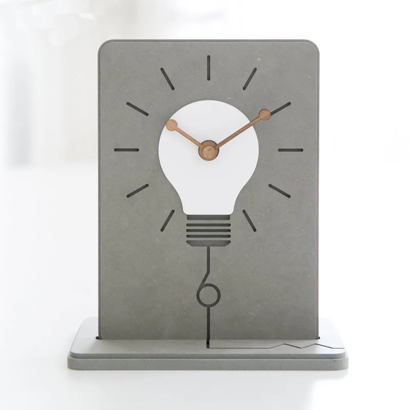 Personality bulb shape desktop small table clock Good idea office brief decorative clock