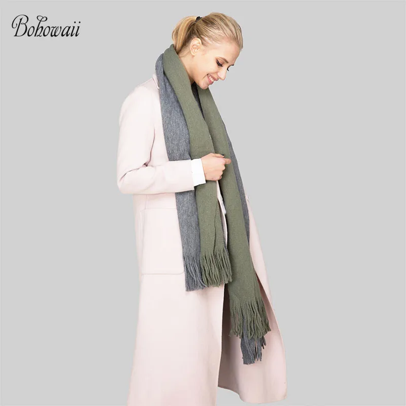 

Fashion Woman Mens Scarf Wool Cachecol Tassel Stitching Hit Color Casual Foulard Femme