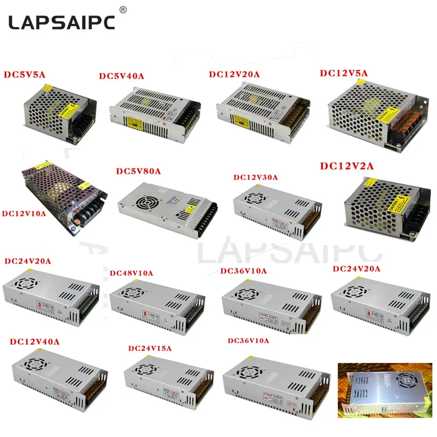 AC85-265V Power Supply 110V 220V to DC5V 12V 24V 36V 48V 1A 2A 3A 5A 10A 15A 20A 30A 40A 80A CCTV / LED Strip driver Adapter