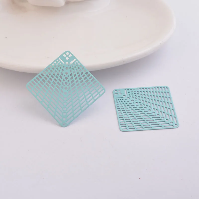 50 Stück AB1247 37*37mm Quadratische Anhänger Ohrring-Zubehör für Damen Bijoux Geometrisch – Detail 8