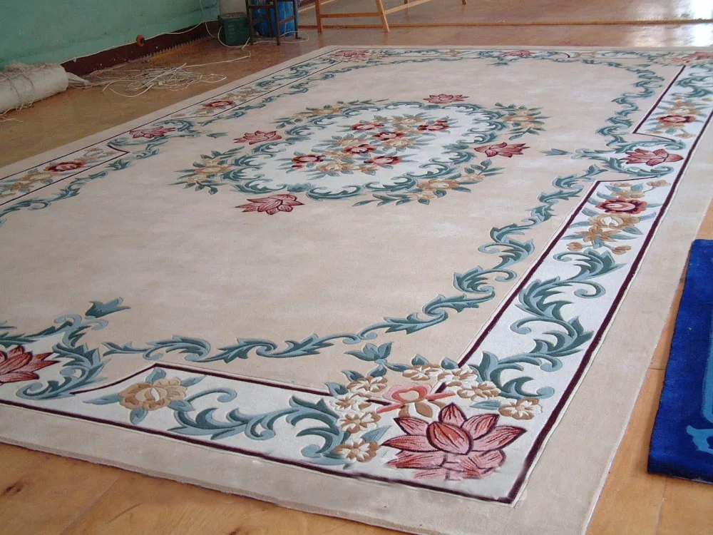 Handmade thickening pure wool carpet living room carpet bedroom bed carpet 3d three-dimensional peony flower carpet