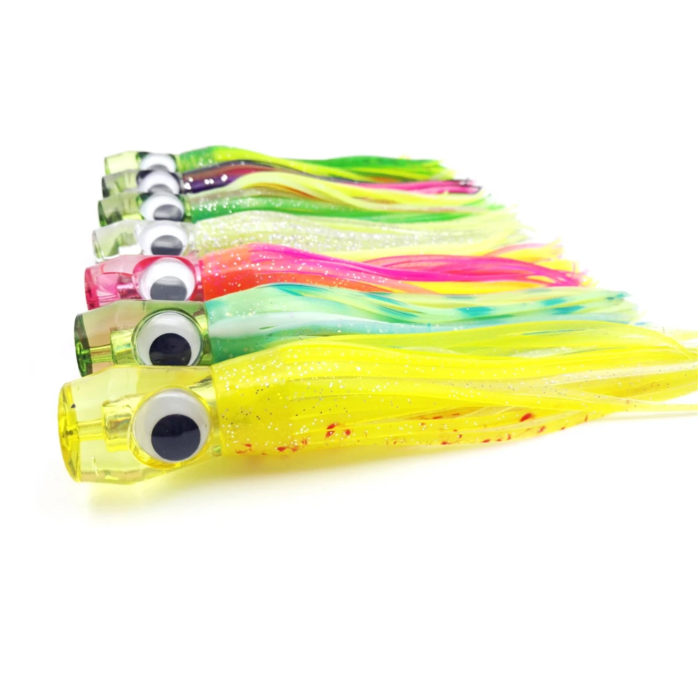 

HiUmi 3pcs 16.5cm 50g Trolling Epoxy Head Octopus Squid Lure Hard Head Soft Body Octopus Lure Squid Jigs Big Game Bait