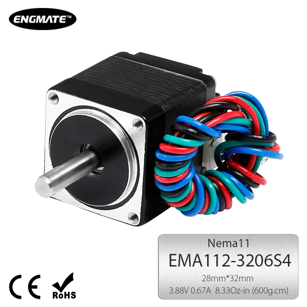 

ENGMATE 28x32mm Nema 11 Stepper Motor with Rated Current 0.67A For CNC Router Lathe Mill EMA112-3206S4