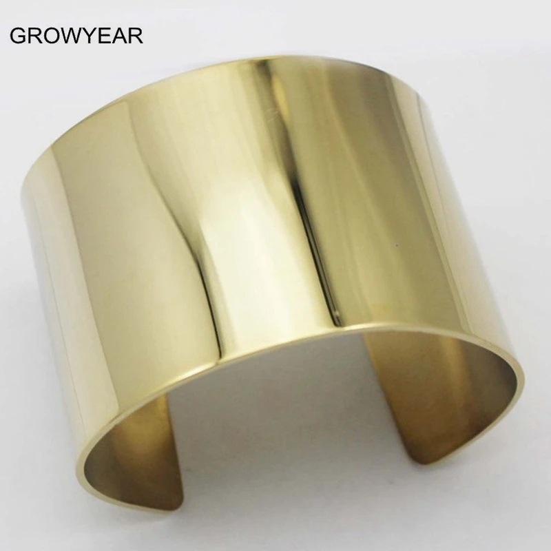 Wide Cuff Bangle Blank Golden Bangle Bracelets Women Stainless Steel Jewelry 1PCS Free Shipping