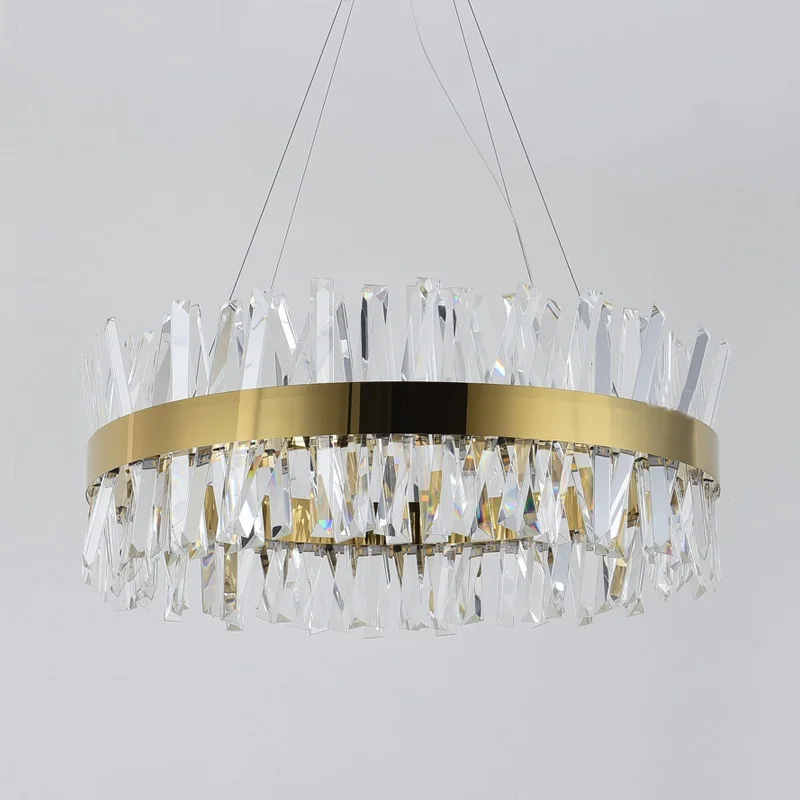 New modern restaurant chandelier chrome / gold/Black round crystal lamp living room decoration chandelier LED hotel lamp