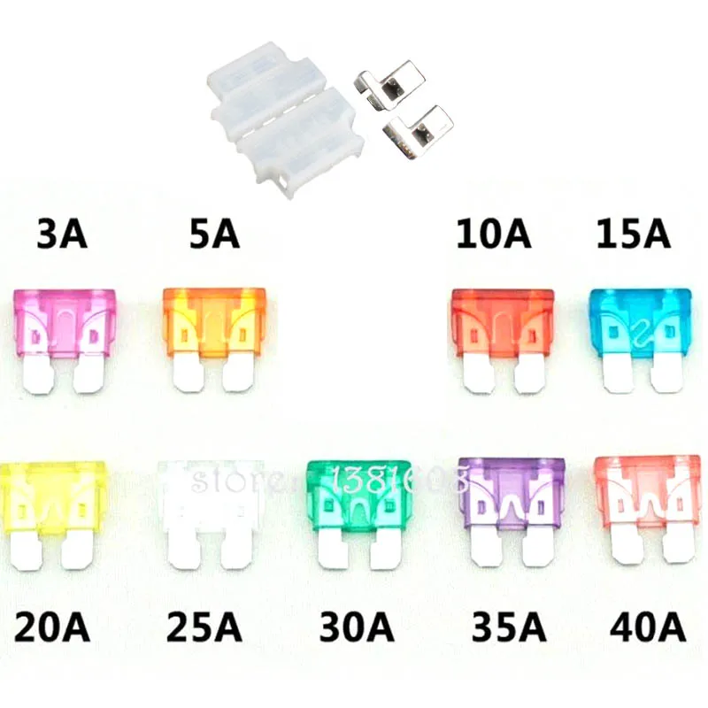 5sets Auto Standard Middle Fuse Holder + Car Boat Truck ATC ATO Blade Fuse 3A 5A 10A 15A 20A 25A 30A 35A 40A