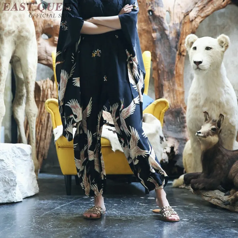 Japanese streetwear kimono pants Palazzo culotttes  Japan clothing women female sexy wide leg pants  FZ774