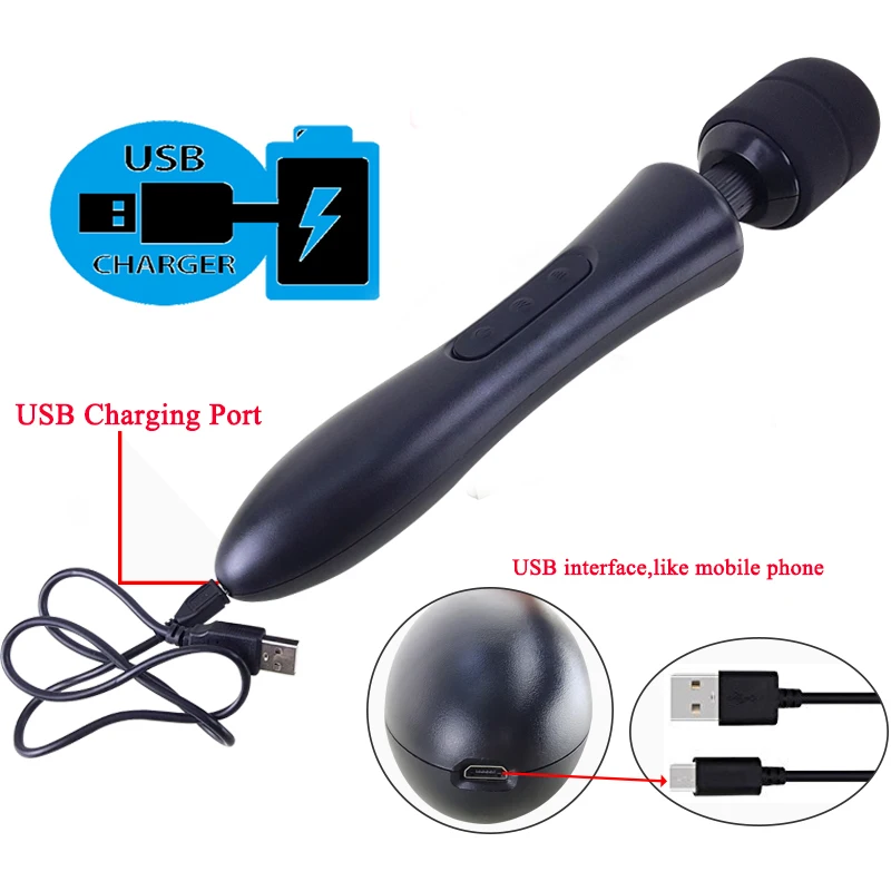 Huge Magic Wand Vibrators for women, USB Charge Big AV Stick Female G Spot Massager Clitoris Stimulator Adult Sex Toys for Woman