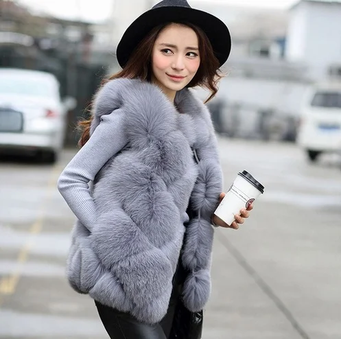 New Real fox fur Vest women full pelt fox fur coat winter fur jacket customized big size Free shipping H804