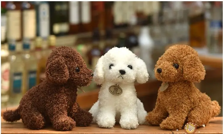 

3 pieces a lot small cute sitting teddy dog toys plush teddy dog dolls gift about 20cm