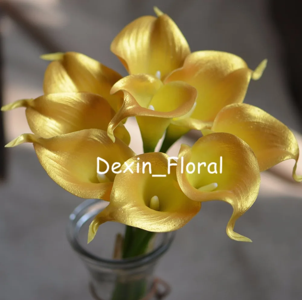 

Gold Calla Lilies Real Touch Flowers For Wedding Bouquets Centerpieces Artificial Flowers