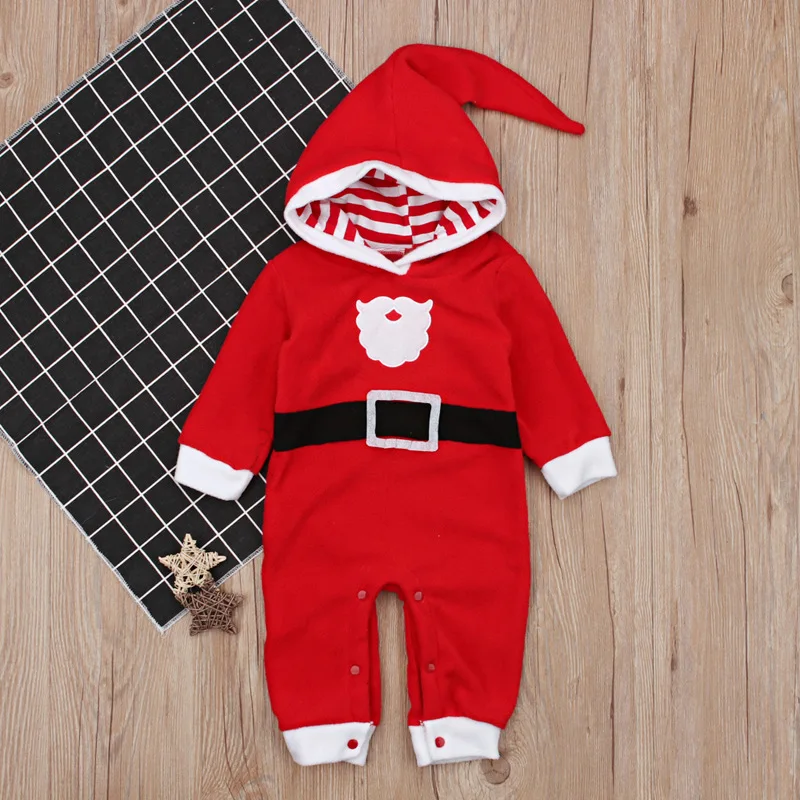 Children\'s Wear Baby Boy Girl Infant Long Sleeve Christmas 100% Soft Cotton Fleece Romper Jumpsuit Playsuit Clothes 0-24M DS19