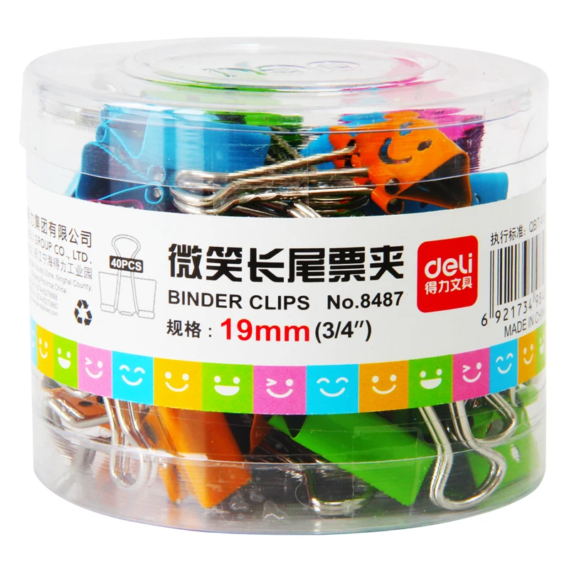 Smile Face Paper Clips Stationery multicolour tail purse dovetail clip multicolour iron file folder metal smile binder clips