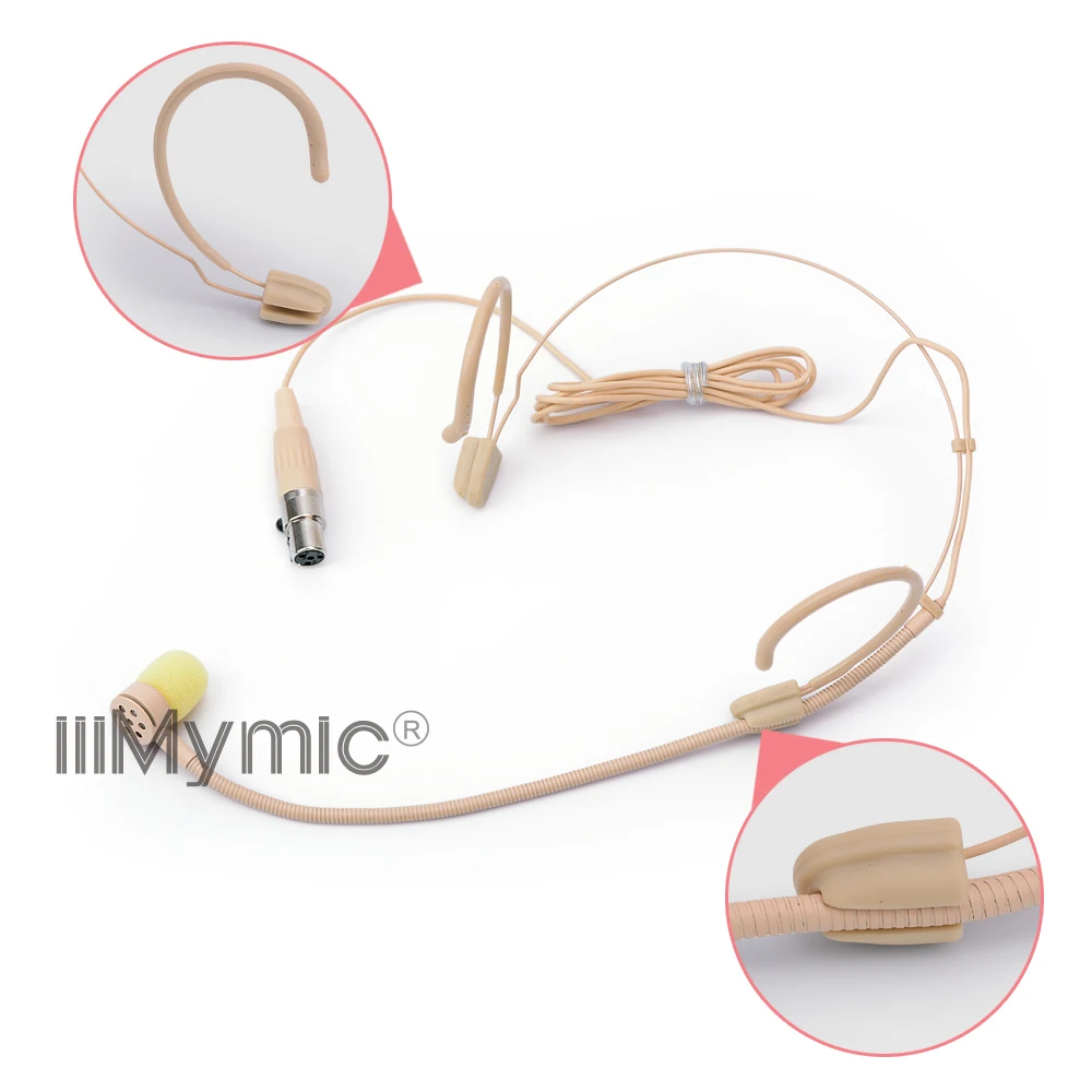 iiiMymic Mini 4pin XLR TA4F Pro Condenser Headset Microphone For Shure Wireless BodyPack Transmitter Perfect Mic for Singing