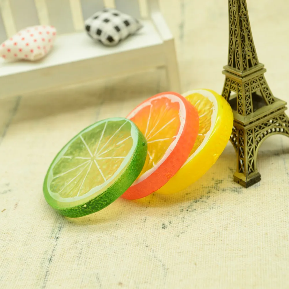 

5Pcs Mini Fake Plastic Lemon Slices Artificial Fruits Foam Model Party Kitchen Wedding Decoration Diy Scrapbooking Kids Toys