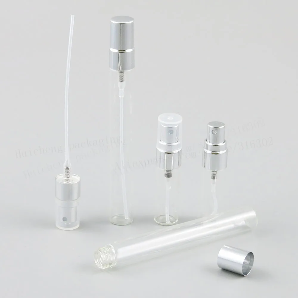 

3.5ml 10ml Refillable Travel Glass Perfume Vial with Aluminum Mist Sprayer 1/3oz Sample Parfume Atomizer Fragrance 500pcs