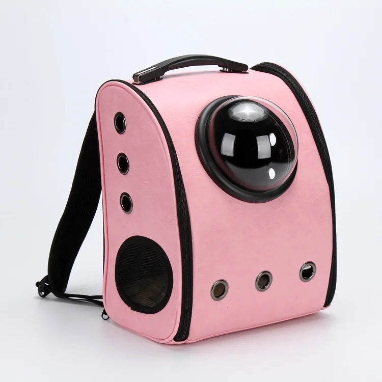 

Pet Space Capsule Backpack Dog Travel Bag Cat Pet Carrier Double Shouder Backpack for Small Dog and Cat Leather Coffee