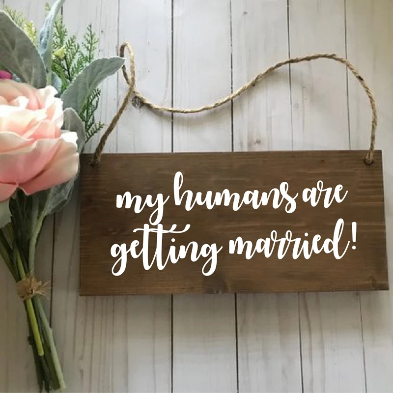 Ring Bearer Flower Girl Sign Vinyl Art Sticker Wedding Decor Animal Dog Lovers Sign Remove Art Decals For Engagement Reveal