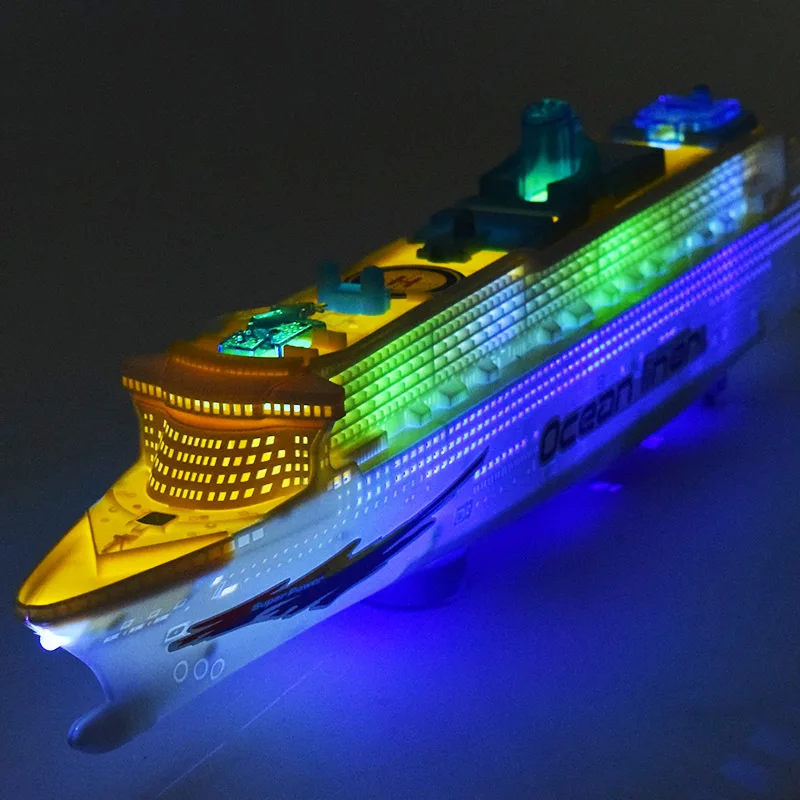 

[ Funny ] Electronic Large luxury cruise ship Toy Universal rotation music light Boat model Baby toy colorful flash ocean line