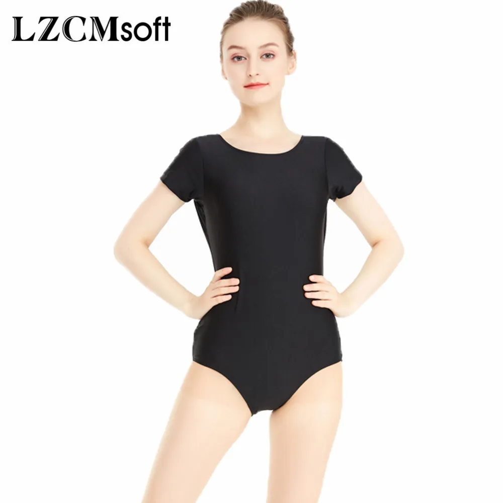 LZCMsoft Women\'s Team Basic Classic Short Sleeve Leotard for Girls Ballet Dance Leotards Gymnastics Nylon Spandex Dancewear