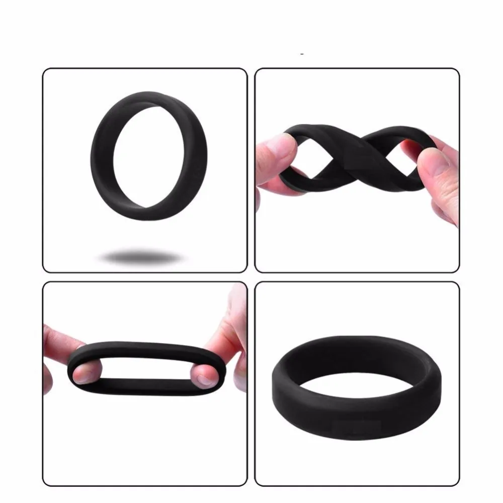 Male Small Large Silicone Erection Penis Lock Cock Ring Set Ball Stretcher Cock Ring Man Delay Ejaculation Sex Toy