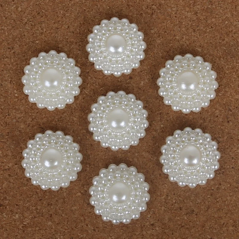 20-200pcs Flat Back Cabochon Imatation Plastic ABS Pearl Flower Ivory Beads for Scrapbook DIY Phone Decoration & Craft Making