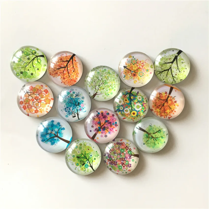 Free shipping (14pcs/lot)Fresh Tree Crystal Glass fridge magnet Cartoon message sticker refrigerator magnet Kitchen home Decor