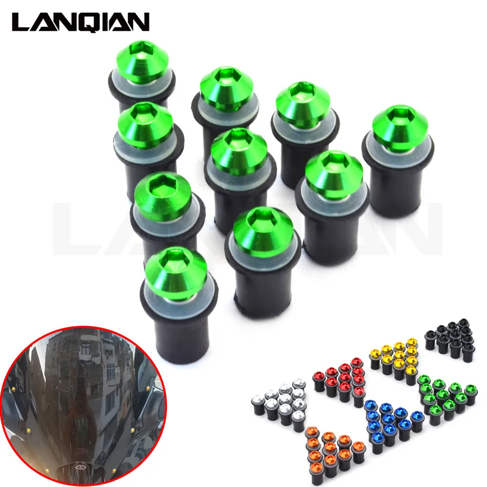 

5mm 10pcs Universal motorcycle Windshield Spike Bolts Screw Nuts for KAWASAKI NINJA 250R Z125 NINJA 300r ZX6R/636 ZX10R Z750R