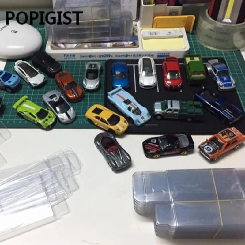 82*40*30mm PVC Clear MATCHBOX TOMY Toy Car Model 1/64 TOMICA Hot Wheels Dust Proof Display Protection Box 100PCS