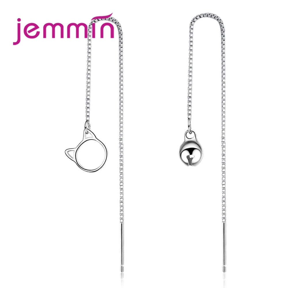 Cute Sweet Cat Bell Chain Earrings 925 Sterling Silver  Prevent Allergy Exquisite Symbol of Individuality Hot Sale Gift